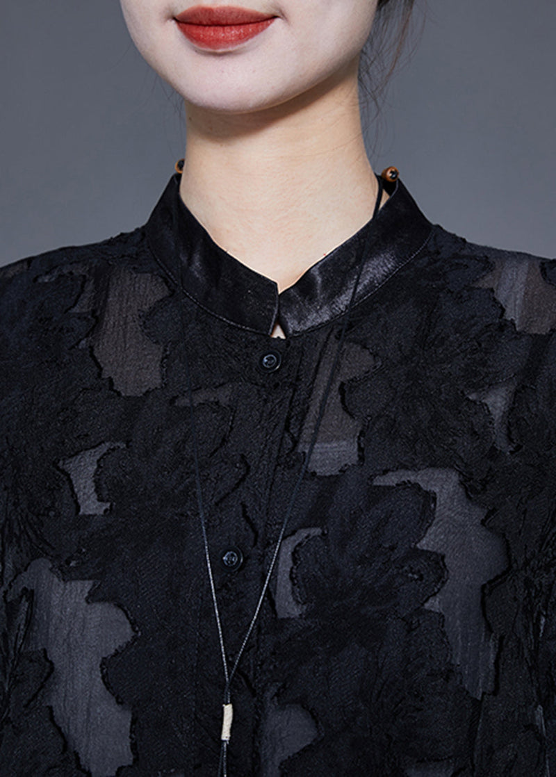 Black Oversized Hollow Out Lace Upf 50+ Trench Coats Summer