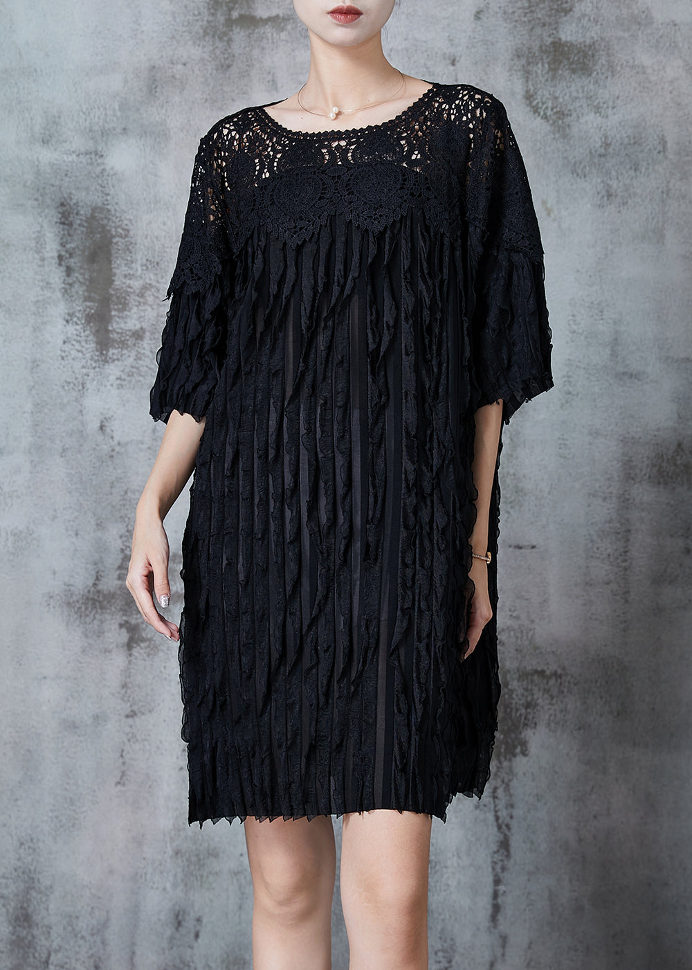 Black Oversized Patchwork Party Dress Summer