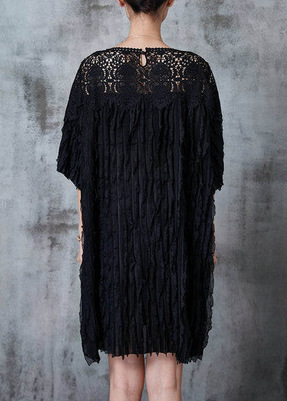 Black Oversized Patchwork Party Dress Summer
