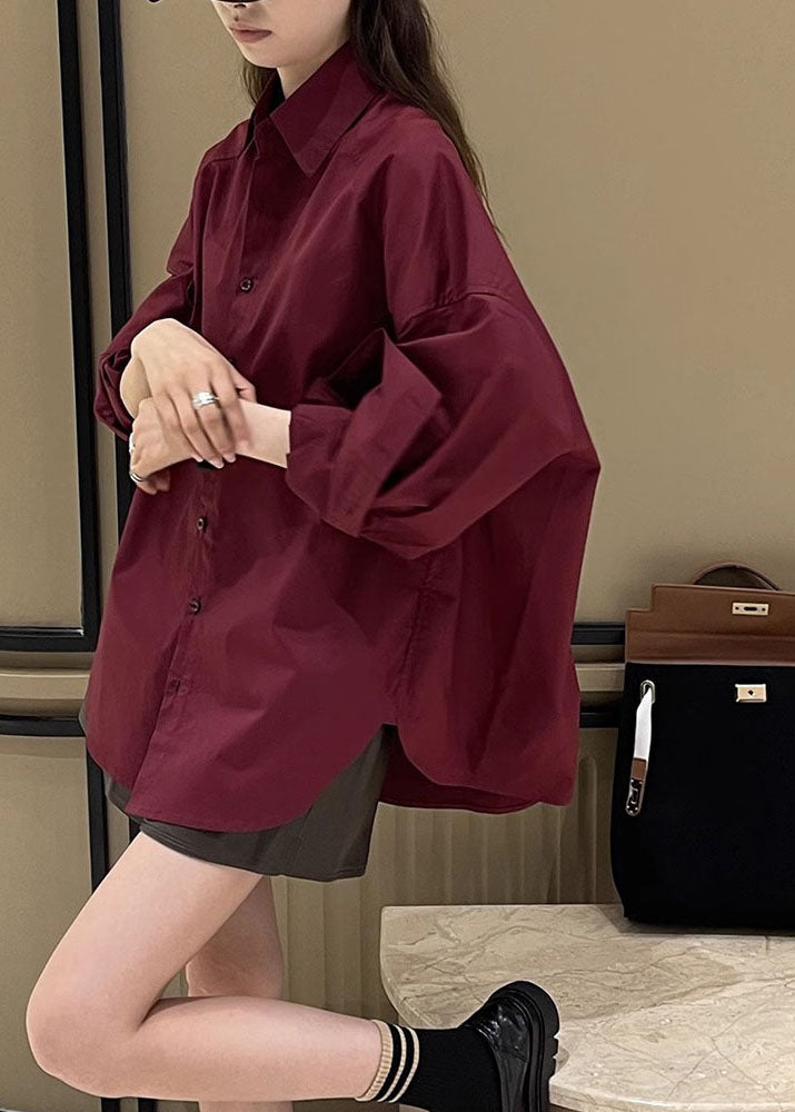 Black Peter Pan Collar Side Open Shirt Long Sleeve