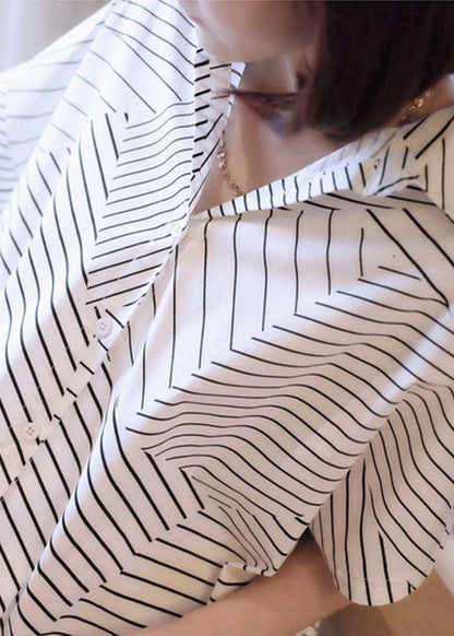 Black Peter Pan Collar Striped Maxi Dresses Summer