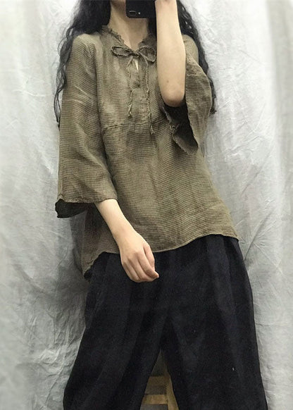 Black Plaid Patchwork Top Spring