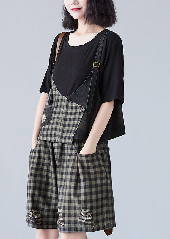 Black Plaid Patchwork Fall Two Piece Set Clothing