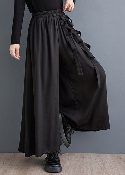 Black Pockets Elastic Waist Crop Pants Skirt