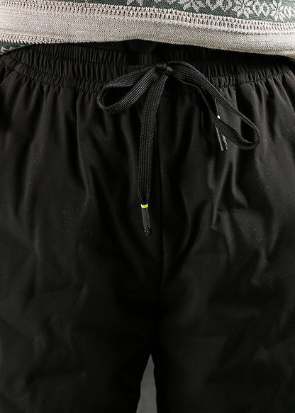 Black Pockets Elastic Waist Duck Down Beam Pants Winter
