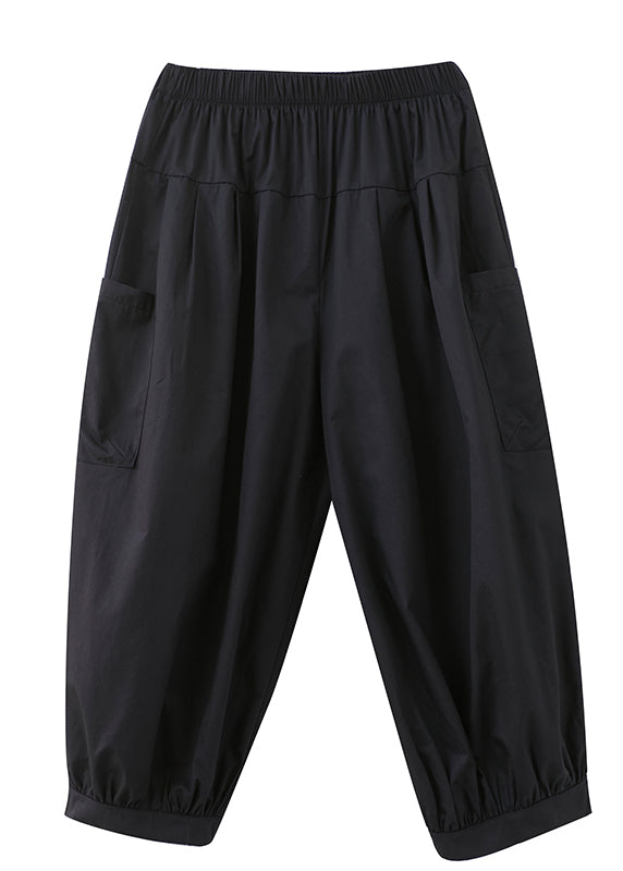 Black Pockets Harem Pants Spring