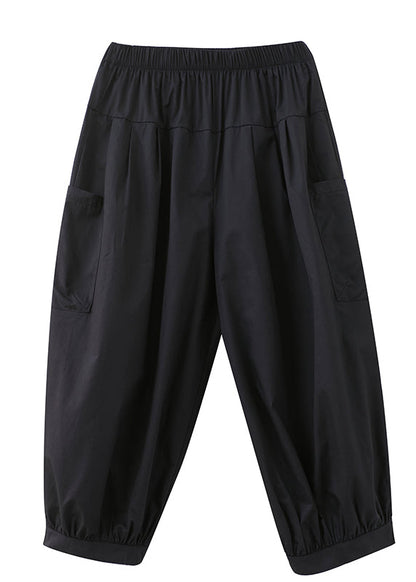 Black Pockets Harem Pants Spring