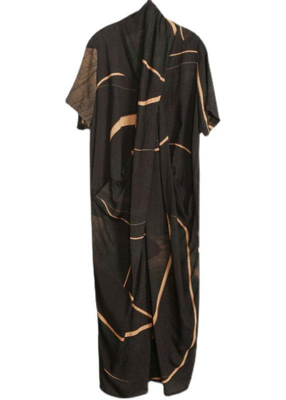 Black Print Tencel Asymmetric Dress