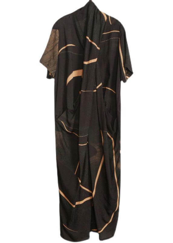 Black Print Tencel Asymmetric Dress