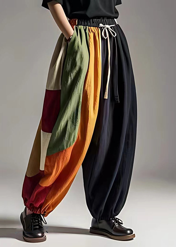 Black Tie Waist Pockets Wide Leg Pants