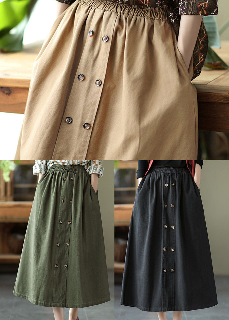Black Elastic Waist a Line Skirts Spring