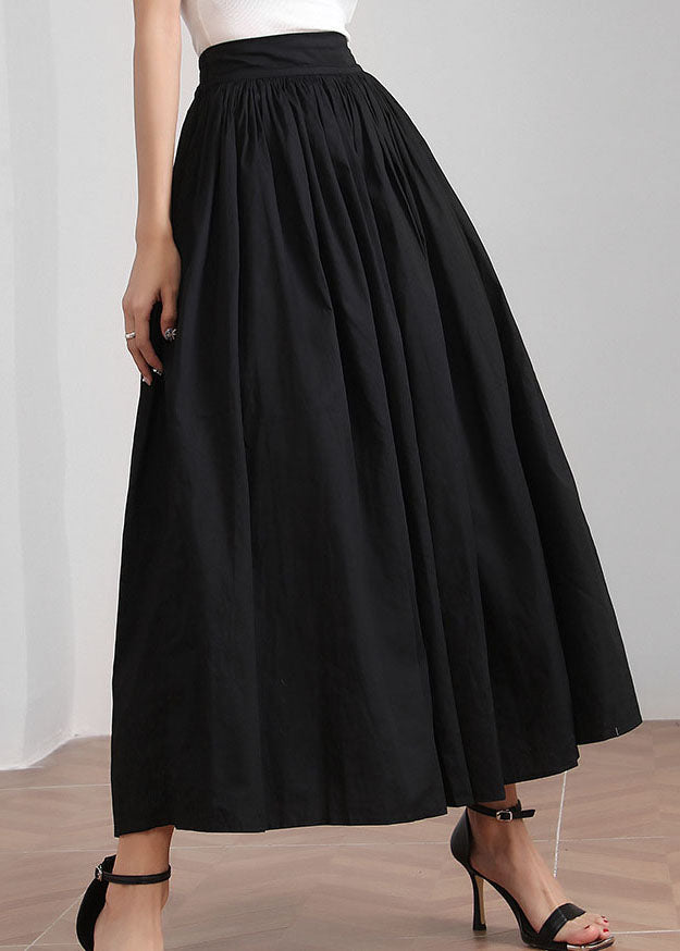 Black Elastic Waist Cinched Skirts Spring