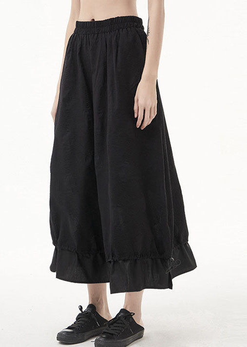 Black Elastic Waist Patchwork Skirt Spring