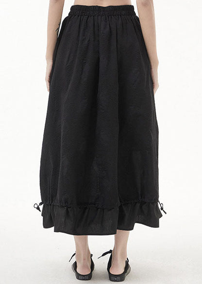 Black Elastic Waist Patchwork Skirt Spring