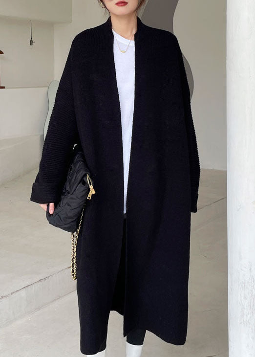 Black Knit Loose Coat Winter