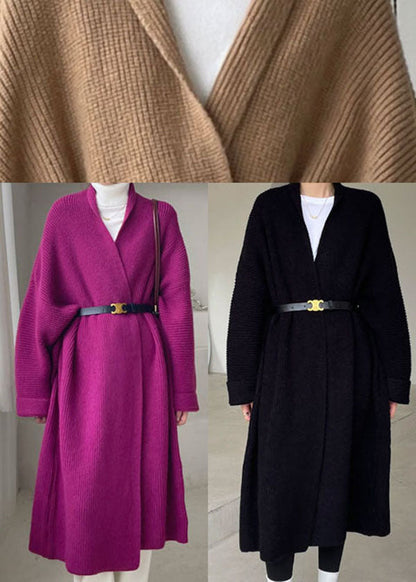 Black Knit Loose Coat Winter