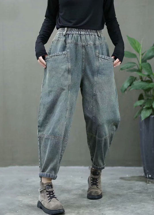 Black High Waist Thick Denim Pants Winter