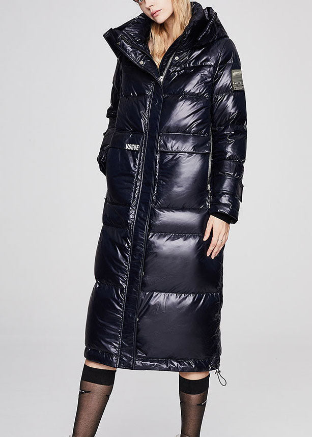 Black Hooded Stand Collar Winter Duck Down Winter Coats