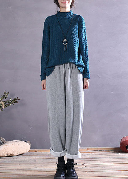 Blue Knit Top Spring