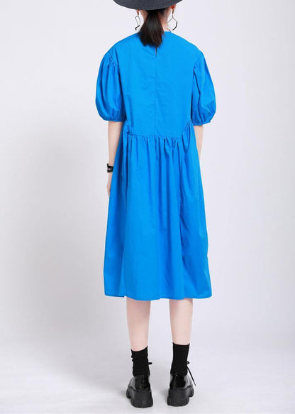 Blue Loose Cotton Summer Dresses