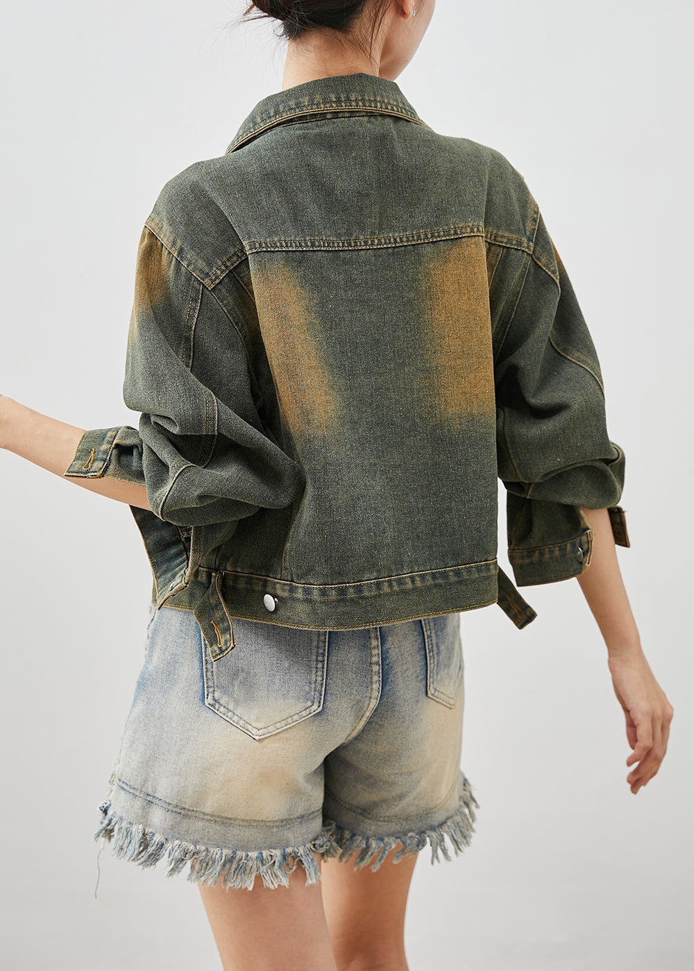 Blue Oversized Denim Short Coats Fall