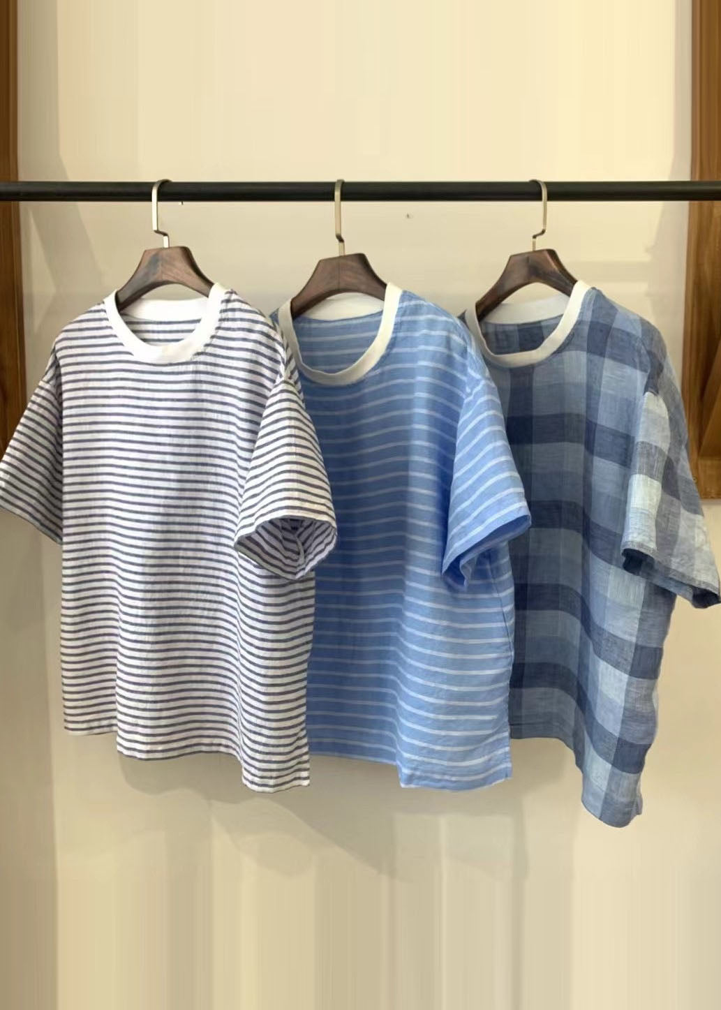 Blue Oversized Plaid Linen Tank Summer