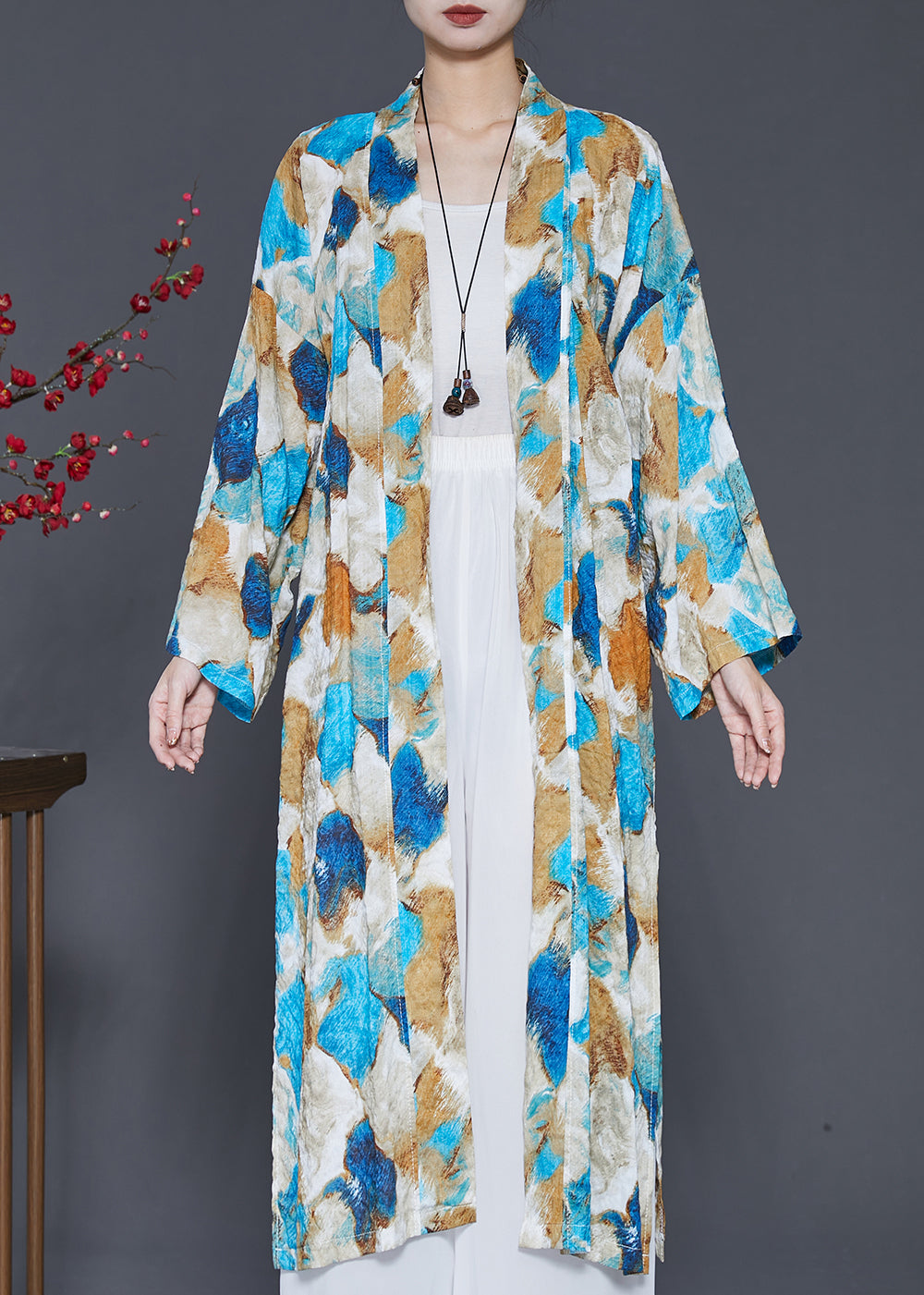 Blue Oversized Tie Dye Cotton Cardigans Spring