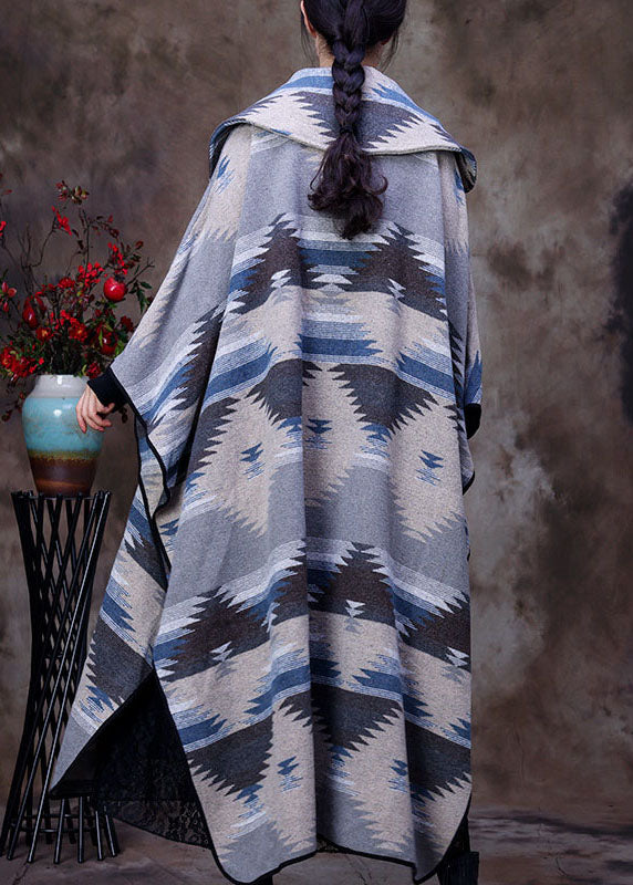 Blue Peter Pan Collar Print Faux Fur Coats Winter