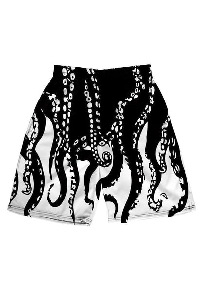 Blue Print Elastic Waist Cotton Shorts Summer