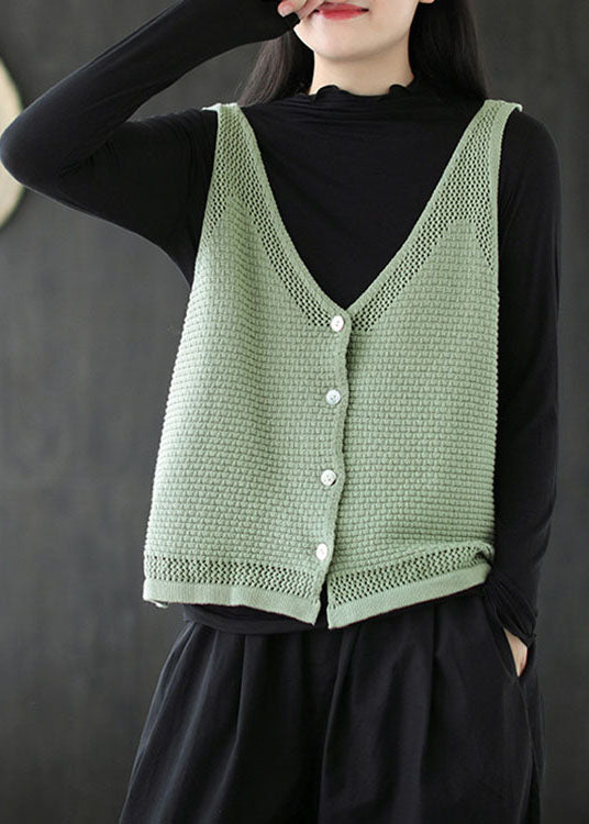 Blue V Neck Button Fall Knit Vest