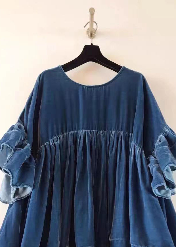 Red Wrinkled Patchwork Velour Short Dress Butterfly Sleeve