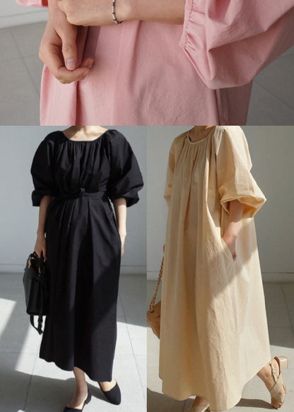 Black Cinched Cotton Dress Spring
