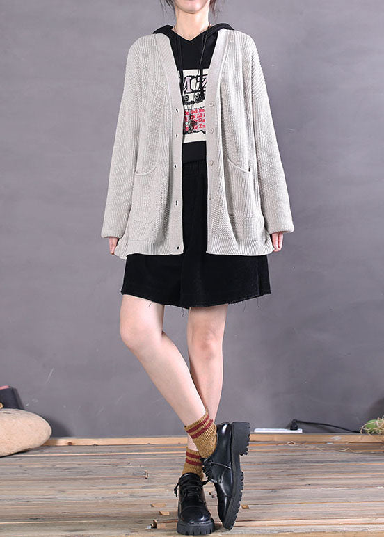 Grey Button Cozy Knit Cardigan Spring