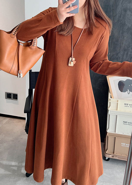 Brown Warm Velour Dresses Winter