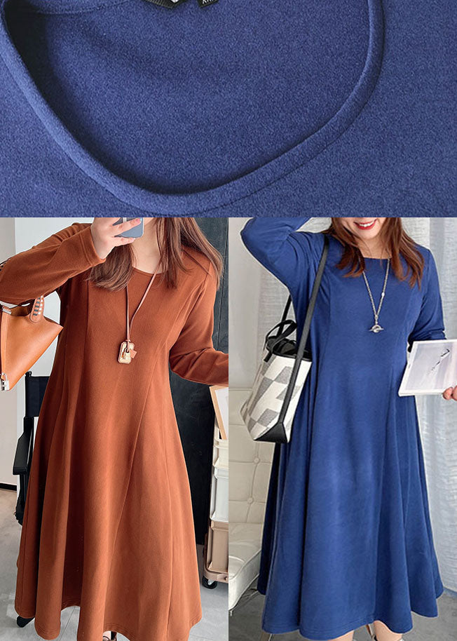 Brown Warm Velour Dresses Winter