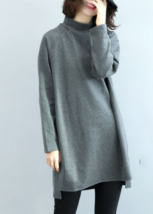 Camel High Neck Side Open Warm Cotton Tops Winter