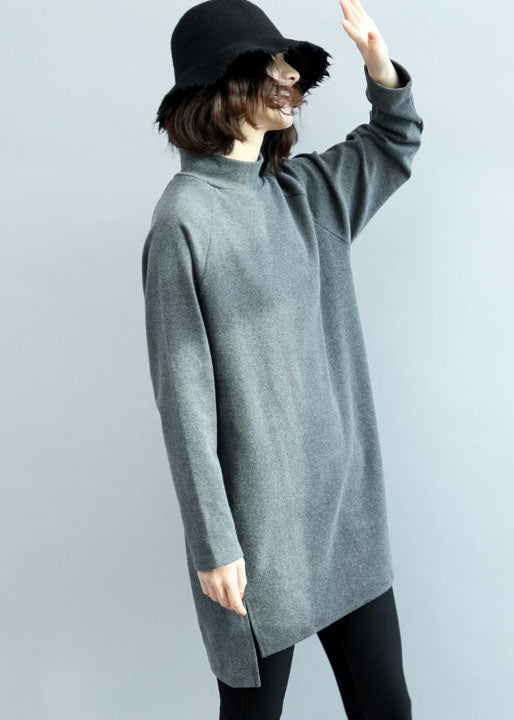 Camel High Neck Side Open Warm Cotton Tops Winter