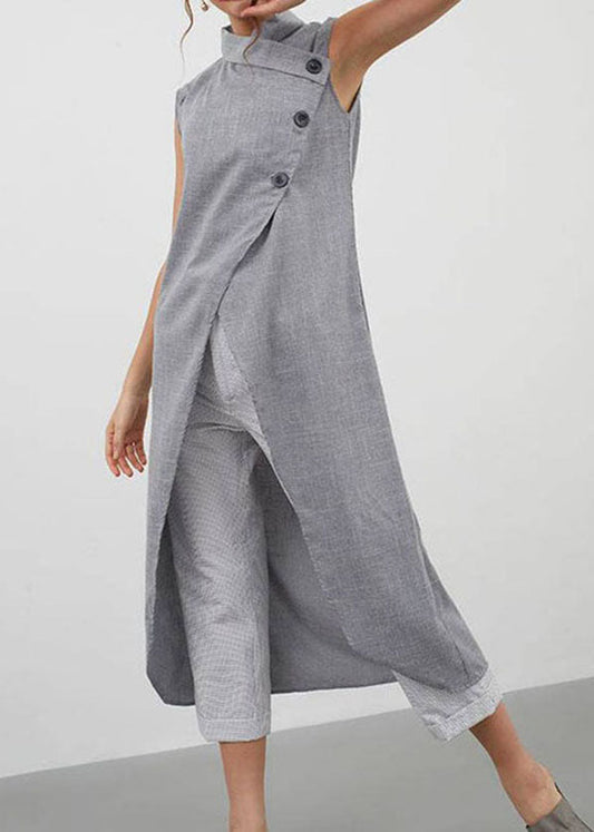 Cross Collar Asymmetrical Tank Tops Blouse
