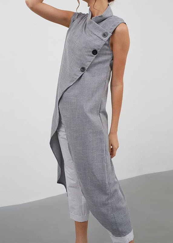Cross Collar Asymmetrical Tank Tops Blouse