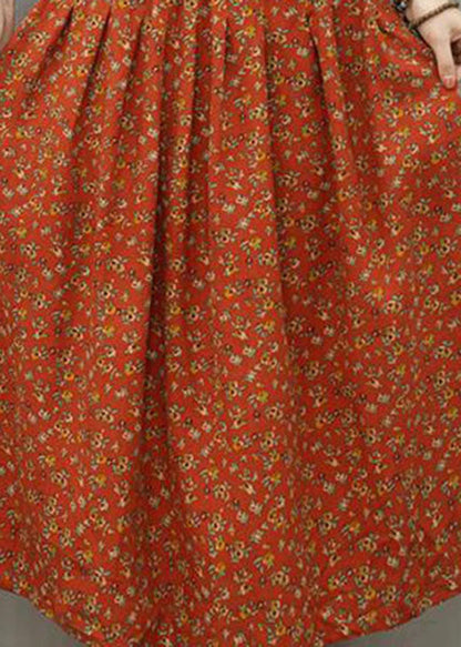Blue Print Linen Skirts Spring