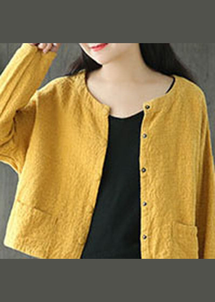 Yellow Button Jacquard Coat Spring