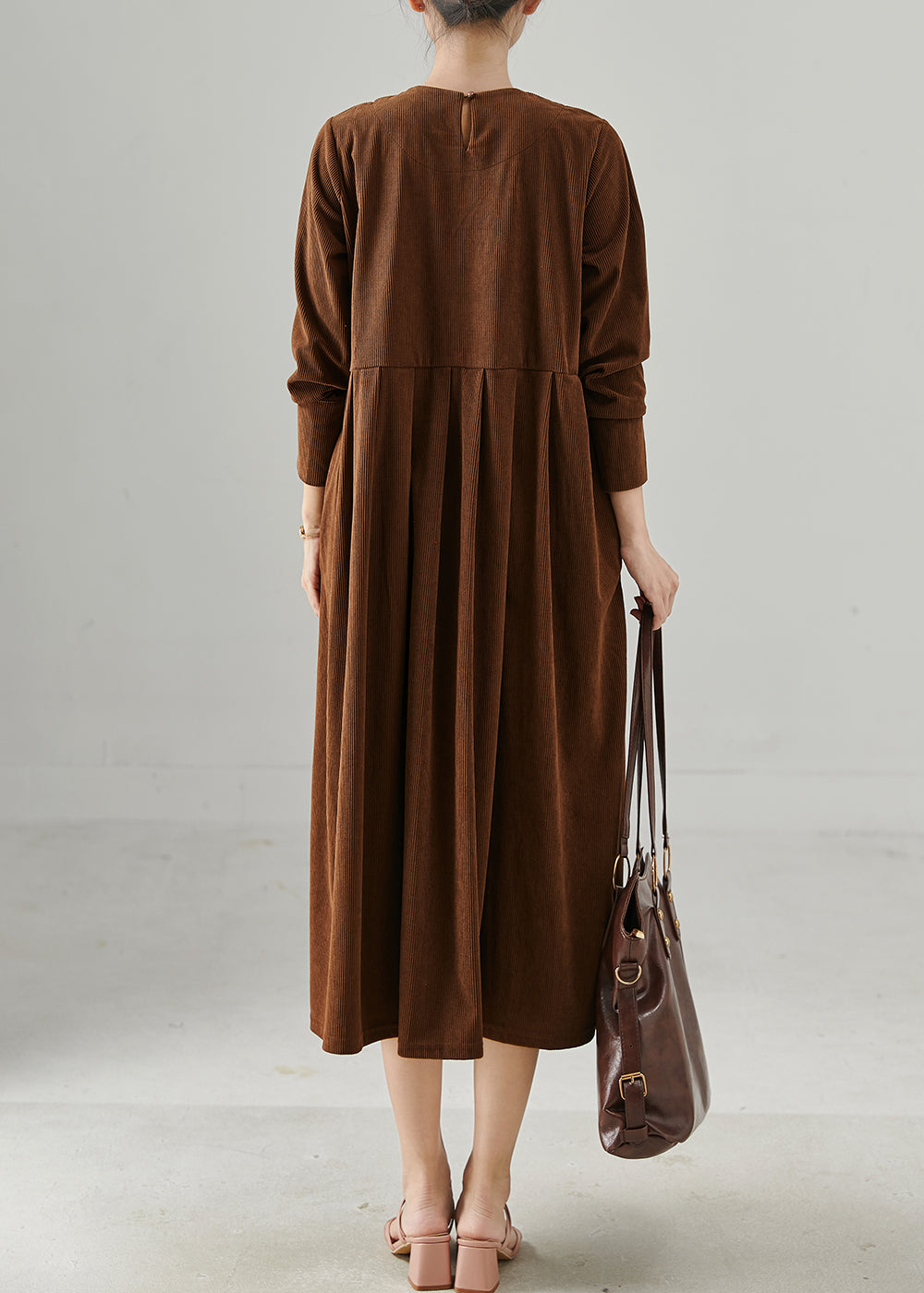 Chocolate Oversized Corduroy Maxi Dresses Fall