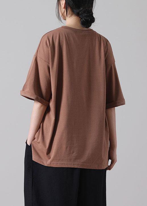 Chocolate Print Cotton Short Sleeve Summer Shirt Tops