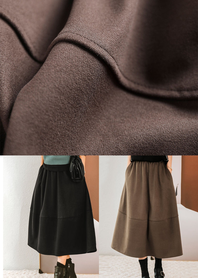 Chocolate Patchwork Woolen Skirts Winter