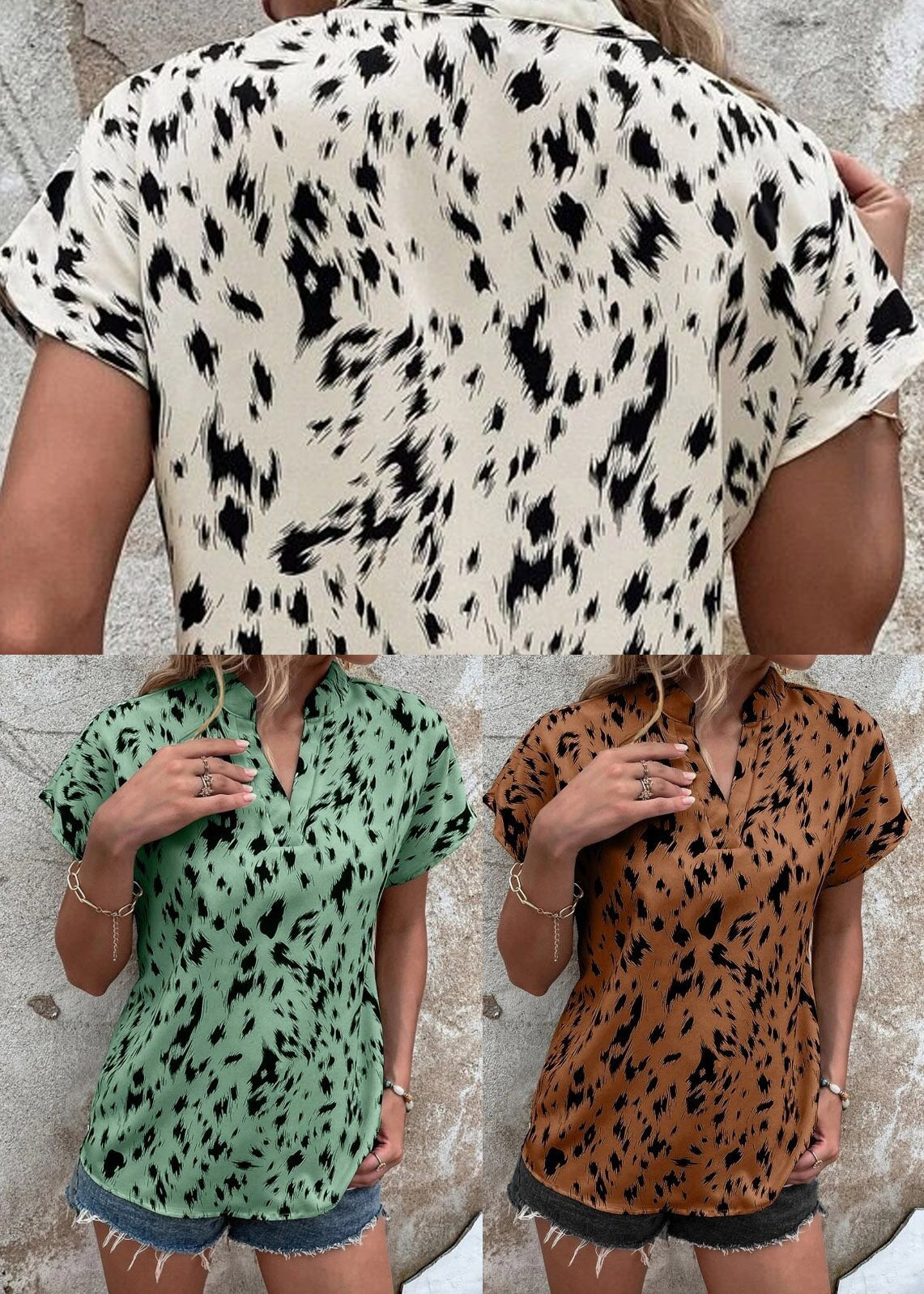 Chocolate V Neck Cozy Shirts Short Sleeve