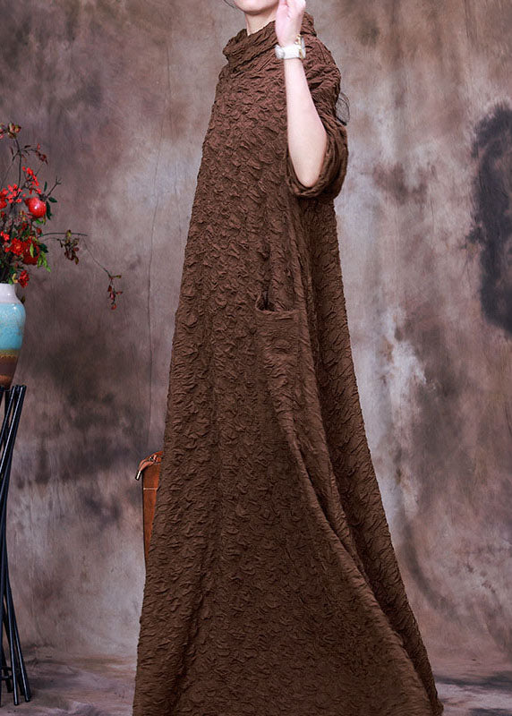 Chocolate Asymmetrical Long Dress Spring