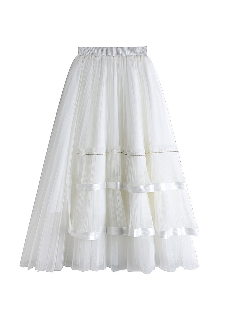 Chocolate Asymmetrical Patchwork High Waist Tulle Skirts Summer