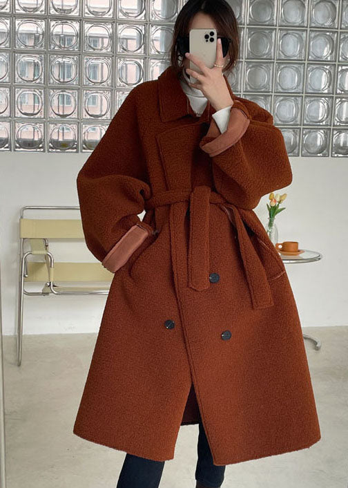 Chocolate Button Faux Fur Cinched Winter Coat