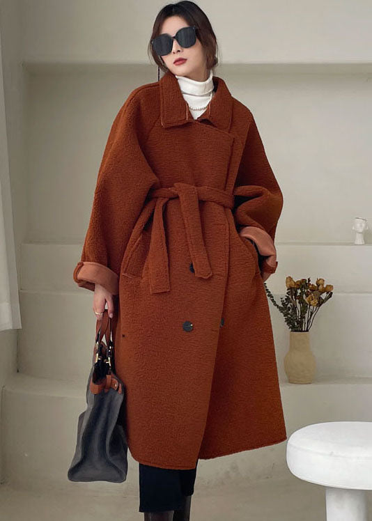 Chocolate Button Faux Fur Cinched Winter Coat