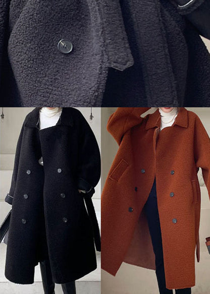 Chocolate Button Faux Fur Cinched Winter Coat